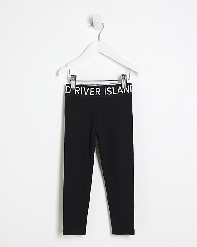 Mini Girls svarta leggings med elastisk midja