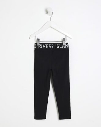 Mini Girls svarta leggings med elastisk midja