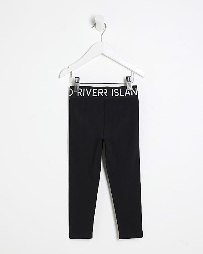 Mini Girls svarta leggings med elastisk midja