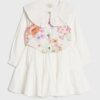 Mini Girls vit blommig 2-i-1 skjortklänning