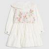 Mini Girls vit blommig 2-i-1 skjortklänning