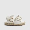 Mini Girls vita espadrillesandaler med ormskinnsmönster och rosett