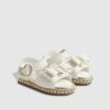Mini Girls vita espadrillesandaler med ormskinnsmönster och rosett
