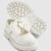 Mini Girls vita glitter-skor med rosett