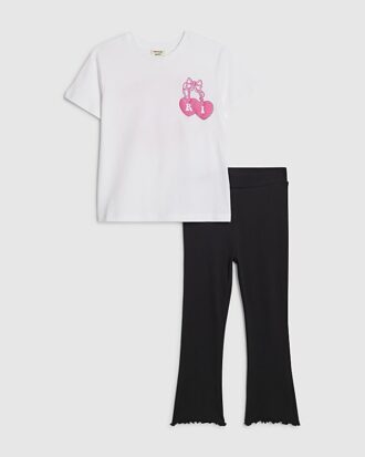 Mini Girls White Iconic Vibes T-shirt-set