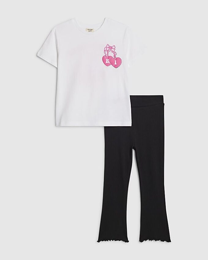 Mini Girls White Iconic Vibes T-shirt-set