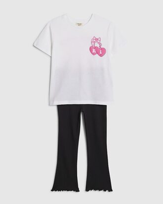 Mini Girls White Iconic Vibes T-shirt-set