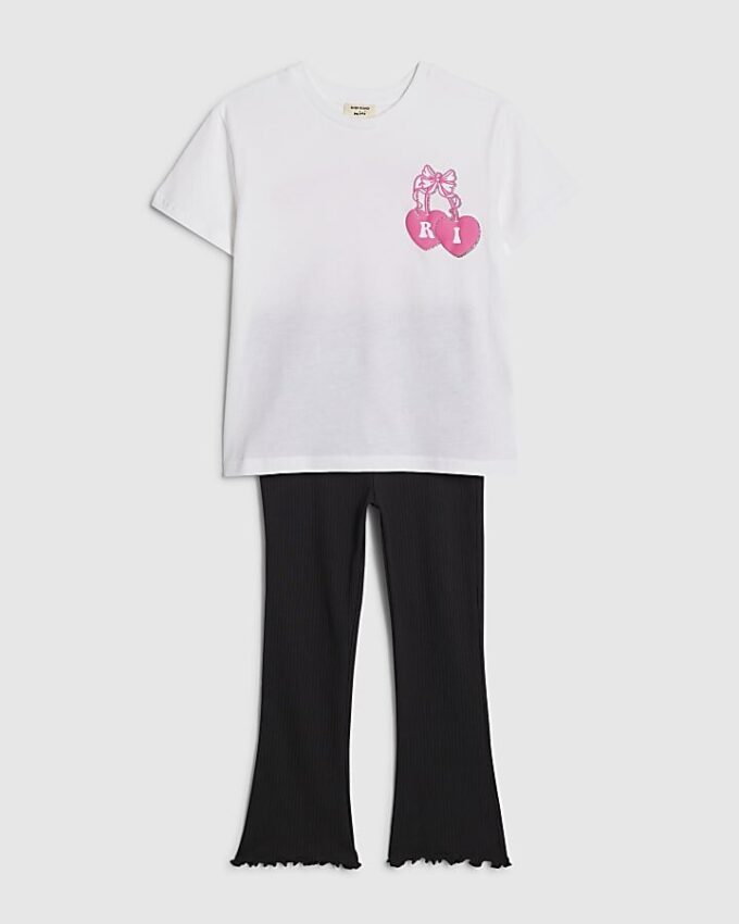 Mini Girls White Iconic Vibes T-shirt-set