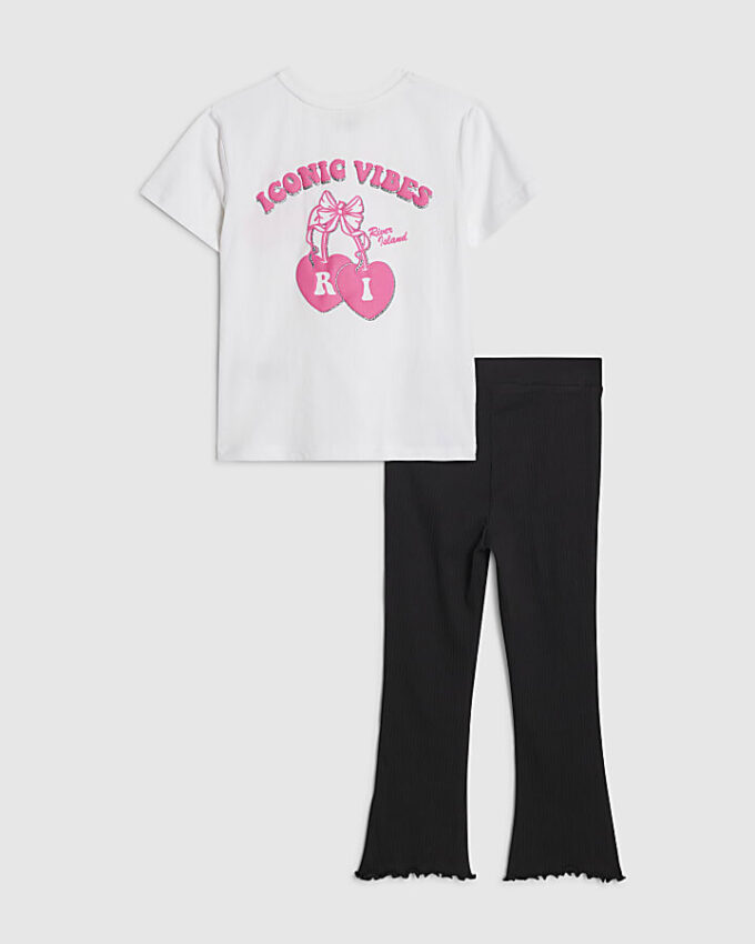 Mini Girls White Iconic Vibes T-shirt-set