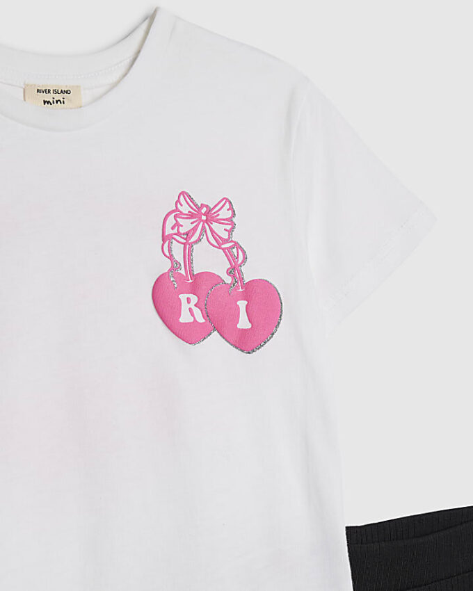 Mini Girls White Iconic Vibes T-shirt-set