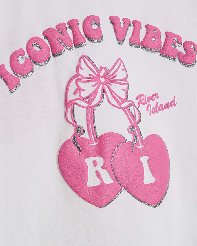 Mini Girls White Iconic Vibes T-shirt-set