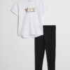Mini Girls White Trio Heart T-shirt-set
