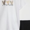 Mini Girls White Trio Heart T-shirt-set