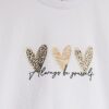 Mini Girls White Trio Heart T-shirt-set