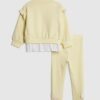 Mini Girls Yellow Broderie Hem Sweatshirt Set Mini Girls Yellow Broderie Hem Sweatshirt Set