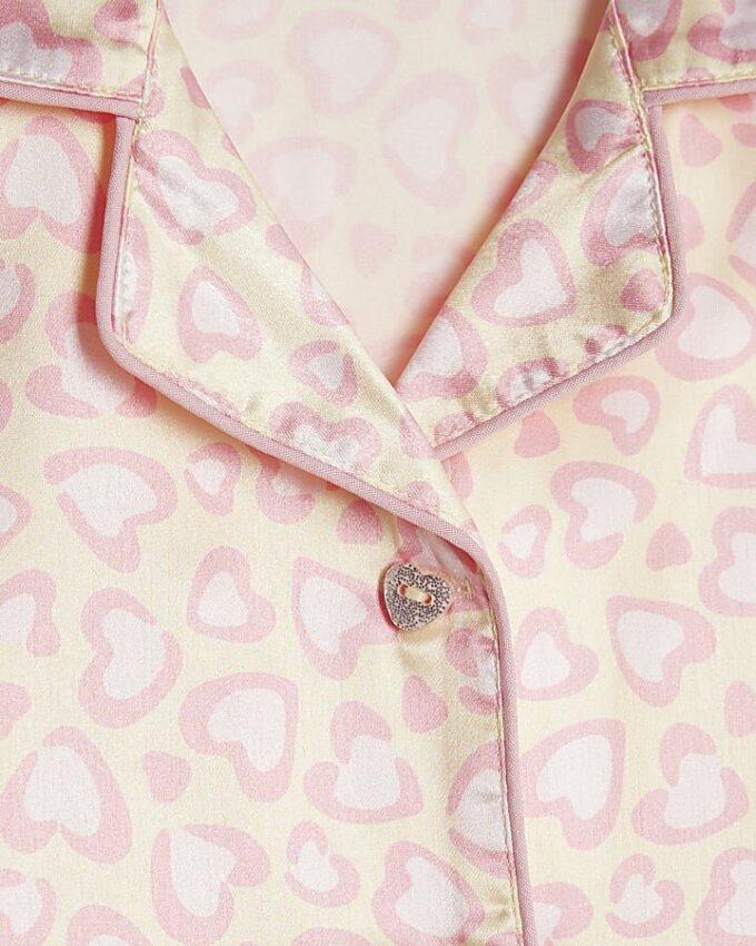 Mini Girls Yellow Leopard Satin Pyjama’s Set