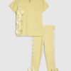 Mini Girls Yellow Satin Bow T-Shirt Set