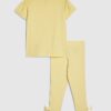 Mini Girls Yellow Satin Bow T-Shirt Set