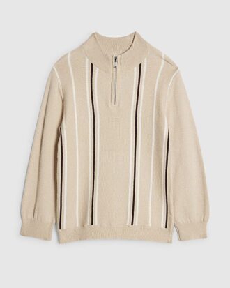 Mini pojk-tröja i beige med trattkrage Mini pojk-tröja i beige med trattkrage