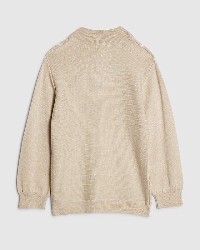 Mini pojk-tröja i beige med trattkrage