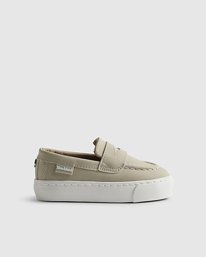 Mini pojkar beige loafers
