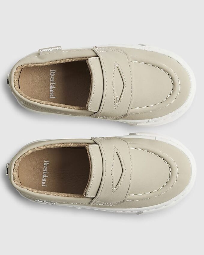 Mini pojkar beige loafers