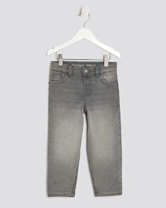 Mini pojkars grå stretchiga tapered jeans