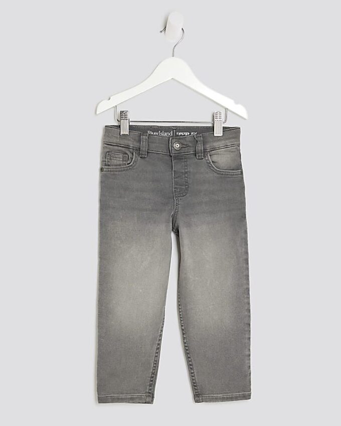 Mini pojkars grå stretchiga tapered jeans Mini pojkars grå stretchiga tapered jeans