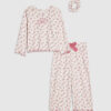 Mini-pyjamas för flickor i rosa med rosenknoppar Mini-pyjamas för flickor i rosa med rosenknoppar