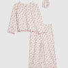 Mini-pyjamas för flickor i rosa med rosenknoppar Mini-pyjamas för flickor i rosa med rosenknoppar