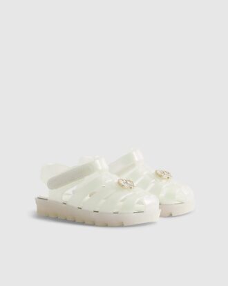 Mini-sandaler för flickor i krämfärgat pärlemorskal