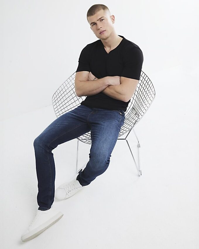 Mörkblå skinny fit-jeans Mörkblå skinny fit-jeans