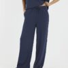 Navy Premium högmidjade joggingbyxor med vida ben