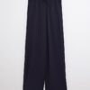 Navy Premium högmidjade joggingbyxor med vida ben
