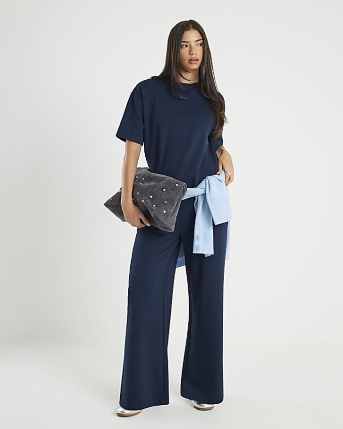 Navy Premium kortärmad boxy fit T-shirt