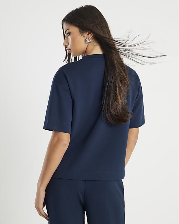 Navy Premium kortärmad boxy fit T-shirt