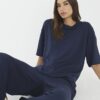 Navy Premium kortärmad boxy-T-shirt