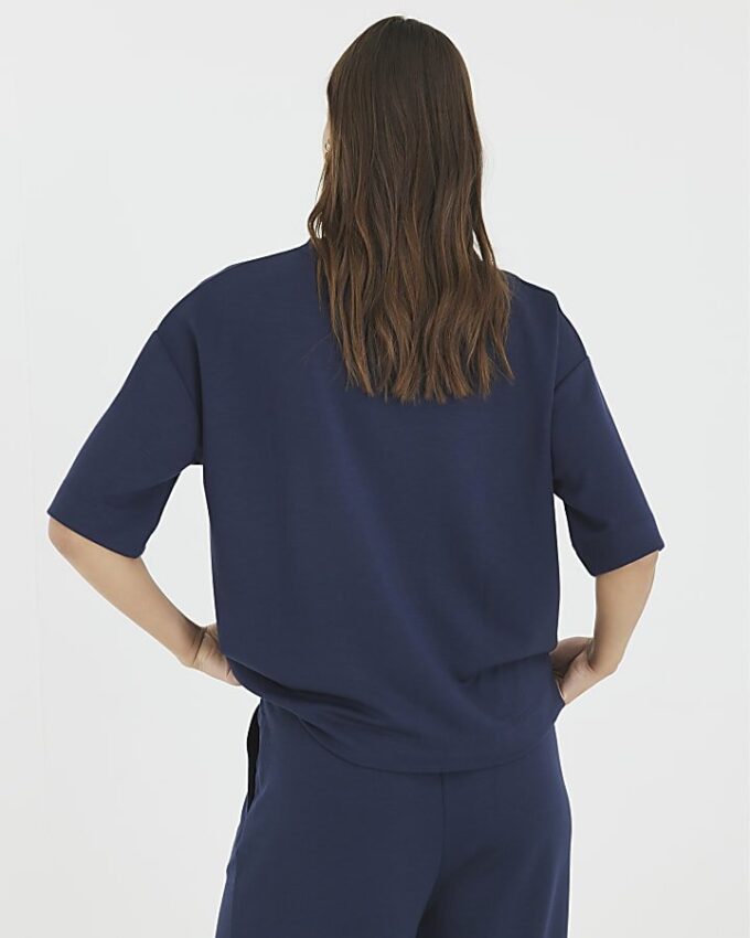 Navy Premium kortärmad boxy-T-shirt