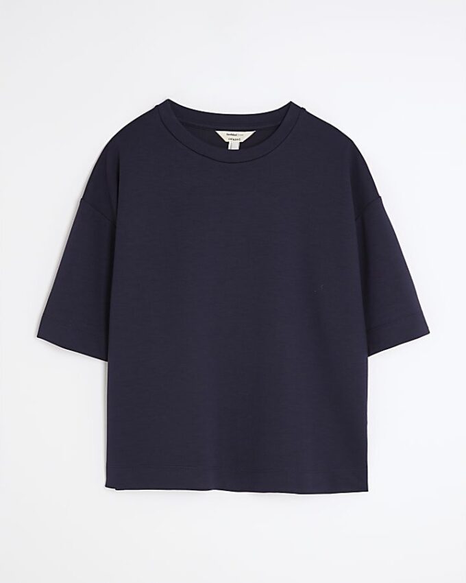 Navy Premium kortärmad boxy-T-shirt