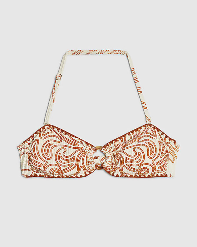 Orange bandeau-bikinitopp med Cornelli-tryck Orange bandeau-bikinitopp med Cornelli-tryck