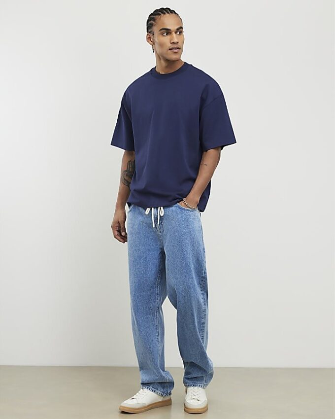 Oversized T-shirt i marinblått