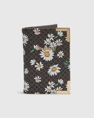 Passfodral med brunt daisy-monogramtryck