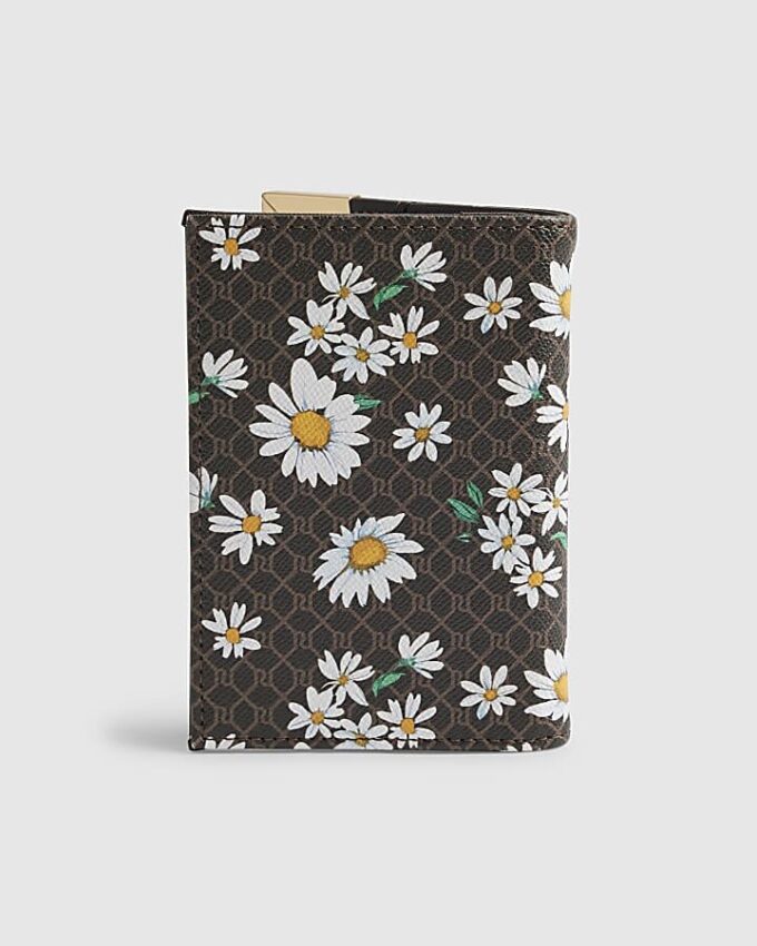Passfodral med brunt daisy-monogramtryck