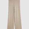 Petite beige breda stickade byxor