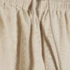 Petite beige linneblandade vida byxor