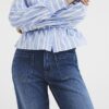 Petite blå högmidjade avslappnade flare-jeans Petite blå högmidjade avslappnade flare-jeans