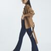 Petite blå högmidjade pull-on-jeans med utsvängda ben