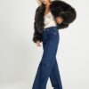 Petite blå jeans med raka ben Petite blå jeans med raka ben
