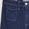 Petite blå jeans med utsvängda ben och framfickor
