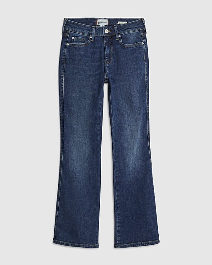 Petite blå midjehöga flared jeans Petite blå midjehöga flared jeans